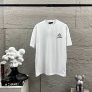T-Shirt Bercetak Uniseks PRADA, T-Shirt Longgar, T-Shirt Mewah, T-Shirt Pendek Kasual, T-Shirt Pende