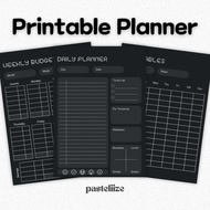 Dark Mode Printable Planner | Digital And Physical Use | Timetable | Weekly Budget | A4 A5 Planner