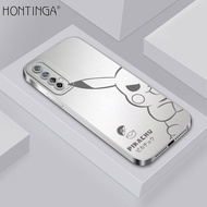 Hontinga ปลอกกรณีสำหรับ Realme 5 Pro 3 Pro Realme 6 Pro Realme 7 Pro 5กรัมกรณีใหม่สแควร์ซอฟท์ซิลิโคนกรณีการ์ตูน Pikachu เต็มปกกล้อง Protectior กันกระแทกกรณียางปกหลังโทรศัพท์ปลอก Softcase สำหรับสาวๆ