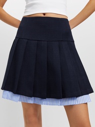 [Pomelo] กระโปรงจับจีบดีไซน์เลเยอร์ / Layered Pleated Skirt