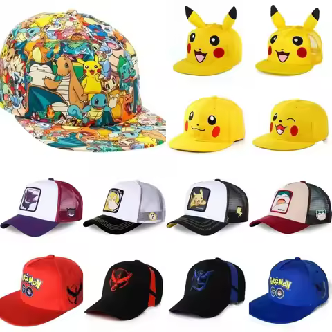 Pokemon Pikachu printed baseball cap retro men's and women's fashionable outdoor hat with adjustable