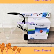 Sobo Premium SupeClean Small Betta Aquarium Ikan Laga kura Light Bekas Fish Fighthing Tank Tangki Le
