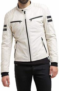 jaket kulit putih asli domba - jaket kulit pria original super