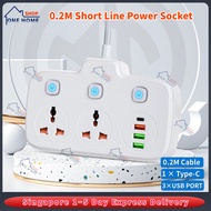 [GENUINE] Power Socket with UK 3 Pin + 3 USB 1PD Fast Charger 250V/2500W/10A Extension Charge Plug Adapter