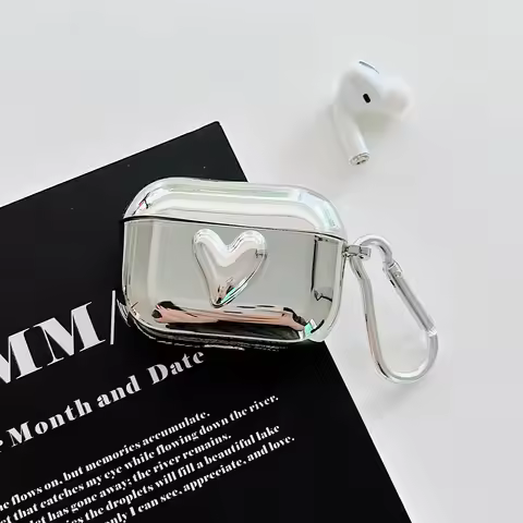Luxury Silver Plating Love TPU Soft Shell For AirPods 1 2 Pro Case Air pods 3 Bluetooth Earphone Cha