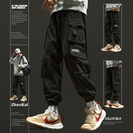 Men's cargo pants, spring and autumn style, loose fit, American high street style, functional trendy