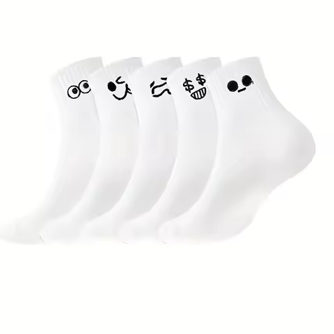 Hilarious Meme Socks 5-Pack - Super Comfortable White Crew Socks with Funny Prints