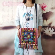 DAIJI Message Bag, Tassels Vintage Women Shoulder Bag, Embroidery Tapestry Hmong Tribal Ethnic Fashi