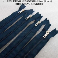 Resleting Zipper Retsleting Nusantara 15 cm Atau 6 inch Biru Dongker N