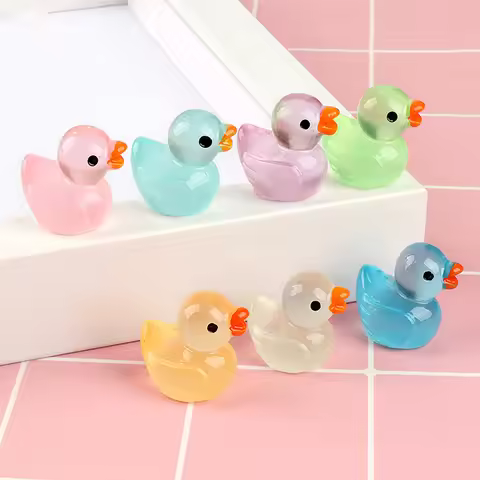 10/20/50pcs 26.5x25mm Mini Glow Little Duck DIY Resin Accessories Cartoon Jewelry Decoration Transpa