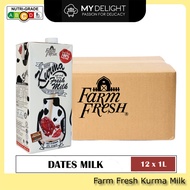 (12 x 1L) Farm Fresh Kurma Dates UHT Milk SG Ready Stock Similar Goodday Dutch Lady Marigold Cow Head Milk