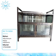 Rak televisi alumunium/rak tv minimalis alumunium kuat full kaca