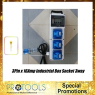 Protools 3Pin x 16Amp Industrial Box Socket 3way