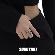 SUMIYAKI Genderless Original Design Baldwin IV Neglect Cross Ring Niche Couple Ring