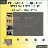 LAYAR Screen Projector Portable Anti Light 80 Inch 16:9 | Folding Projector Screen | Projector Scree