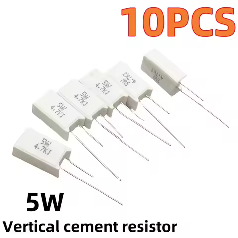 10PCS Vertical cement resistance 5W 10R/15/22/4/30/33/47/51/100/330/470 ohms 1K10K47K