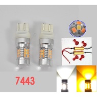 7443 7444NA 7443ST Decoding LED Two-Color Turn Signal Tail Light Reversing White+Yellow 2pcs