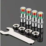 4-Piece Set: Car Tire Valve Stem, Tire Pressure Monitoring Alarm Cap, Warning Valve Cap, Metal Valve