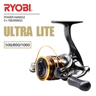 New RYOBI ULTRA LITE 500/800/1000 mini Spinning Fishing Reels 3+1BB Gear Ratio 5.2:1 Max Drag 3kg Me
