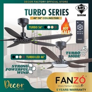 FANZO TURBO Series 46 56 INCH CEILING FAN with Light LED DC Motor Ceiling Fan Kipas Syiling Siling Kipas DEKA