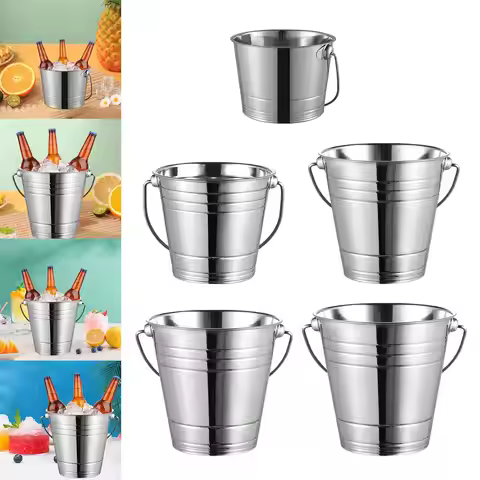 Stainless Steel Ice Bucket Salad Bucket Beverage Chilling Ice Container for Cocktail Home Buffet Chi