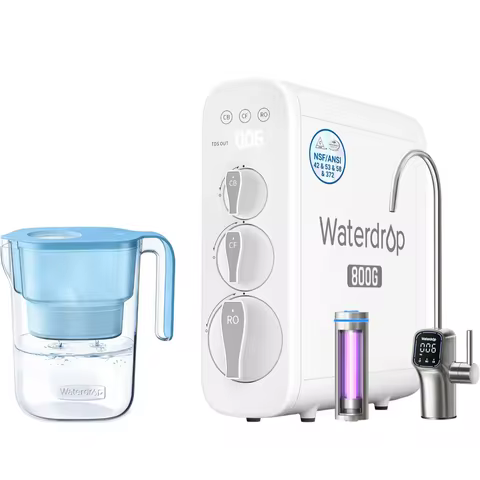 Waterdrop G3P800 Reverse Osmosis System, LED Purifier, Smart Faucet, Including Waterdrop Water Filte