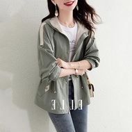 Outlet ยี่ห้อ Clearance สั้น Casual Hooded เสื้อแจ็คเก็ตสตรีสไตล์อังกฤษหลวม Fit เสื้อผ้าทํางานความยา
