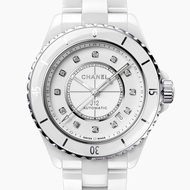 CHANEL透明背自動上鏈✨白陶瓷12點鑽CALIBER 38MM J12機芯腕錶H5705