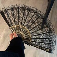 1pc Piece Vintage French Lace Tassel Folding Fan, Suitable For All Seasons, Ideal For Dance, Home, R
