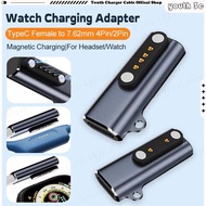 Headset/Watch Charging Adapter For Shokz Type C Female to 7.62mm 4Pin/2Pin Smartwatch Magnetic Charg