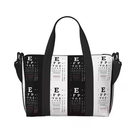 Custom Large Snellen Chart Eye Test Tote Bag for Women Optometrist Optician Shoulder Shopping Gym Be
