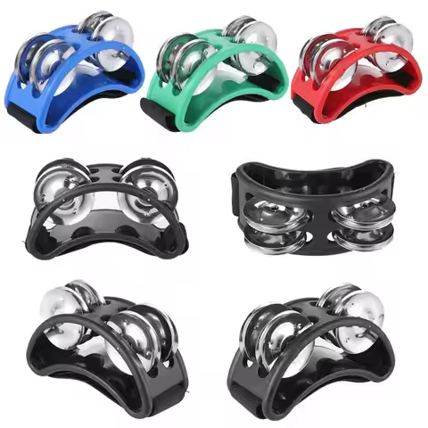 2PC Elliptical Drum Companion Hand Foot Jingle Drum Children Musical Educational Tambourine Percussi