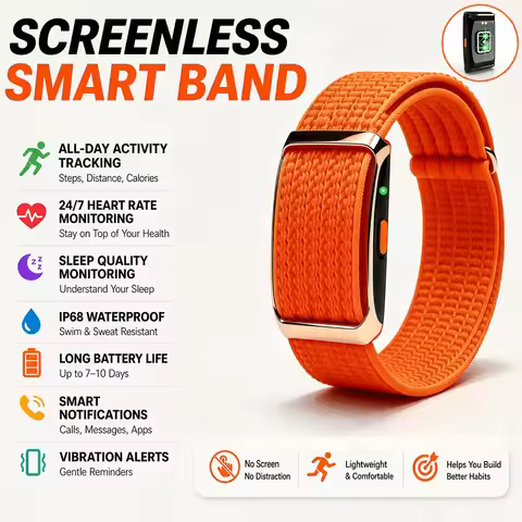 NEW NO Screen Smart Bracelet Heart Rate Blood Pressure Sleep Sports Fitness 1ATM Waterproof Screenle