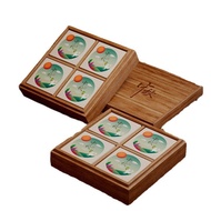 High-End Mid-Autumn Festival Packaging Box Double Storage Moon Cake Gift Box Wooden Tea Gift Box Moon Cake Box Packaging