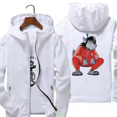 Men Outdoor Sport Vintage Nu Pogodi Squat Wolf Russian Thin Coat Reflective Sunscreen Windbreaker Zi