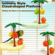 DGF  Palm Tree Coconut Shaped Bird Perch Platform With Bell Ball Interactive Molar Toy Budgie Cockat