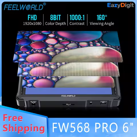 FEELWORLD FW568 PRO 60Hz 6-inch 1200nit High Bright Camera DSLR Monitor 4K HDMI for Rig Gimbal Light
