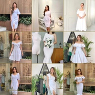 TFB WHITE MIDI NEOPRENE DRESS FOR EVENTS / CIVIL WEDDING / GRADUATION / CHURCH AND MORE WEDDING DRES