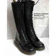 Dr Martens Tall Boots 20holes Eyelets Underground Skinhead Punk Rocker Trendy Black Shoes