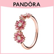 Pandora 925 Sterling Silver Ring Daisy 14k Rose Gold-plated Ring with Clear Cubic Zirconia and Shaded Pink Enamel