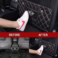 Car Seat Back Anti Kick Pad Leather Waterproof Car Seat Back Protector Cover With Storage Bag For BM