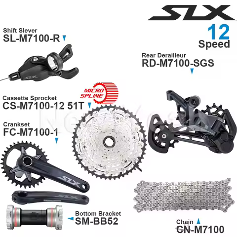 SHIMANO SLX M7100 Groupset 12 speed SL-M7100 RD-M7100 CS-M7100 51T Cassette Sprocket FC-M7100 Cranks
