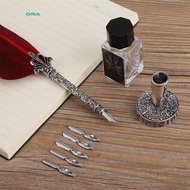 Pen Set Antique Quill Pen Exquisite Feather Pen With 6 Nibs 1 Ink Bottle 1 Pen Holder 0.5mm Ideal Gi