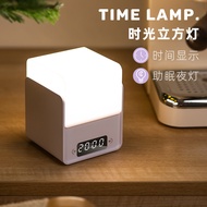 New Cube Three-Color Light Night Lamp Time Cube Clock Electronic Bedside Night Light DIY Battery-Pow