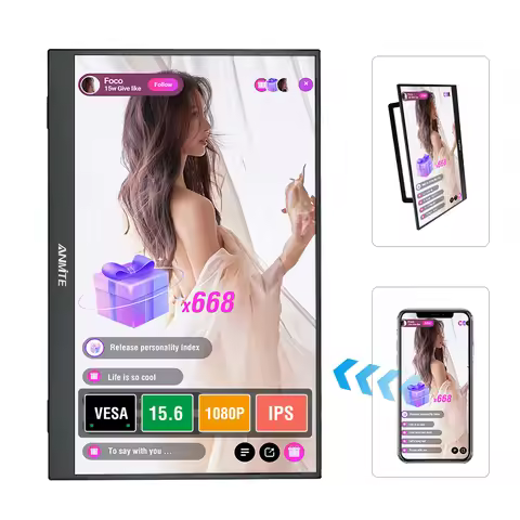 Anmite 15.6 Inch Wireless Projection Monitor Automatic rotation Portable Display for Laptop, Mac and