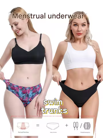 4 layer leak-proof absorbent swim trunks heavy flow women menstruation bikinis teens menstrual incon
