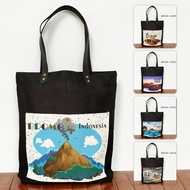 Black Canvas Tote bag Pocket By Bromo Totebag Souvenir Bromo