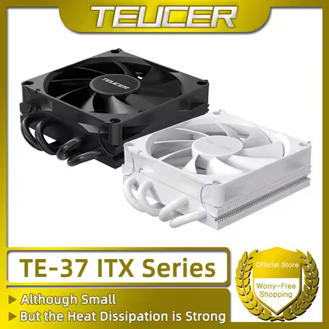 TEUCER TE-37 CPU Cooler ITX PC 37mm Radiator TDP 120W with UT9015 Ultra-thin PWM Cooling Fan for LGA