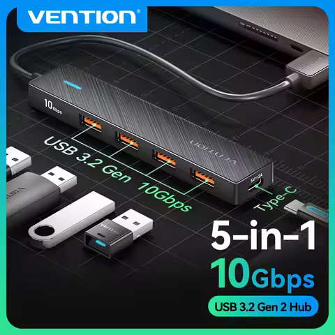 Vention Usb Hub 3.2 10Gbps 4 Port ABS Hub USB for Laptop Multi Splitter Adapter For Xiaomi Macbook P
