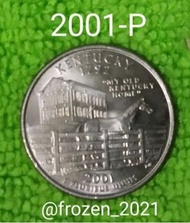 珍藏 美國 2001-P 肯塔基州 25美分=1/4錢幣紀念幣